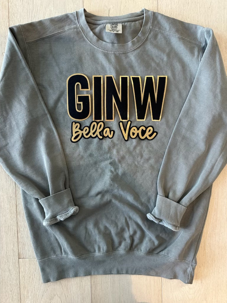 GINW BELLA VOCE - GREY COMFORT COLORS CREWNECK