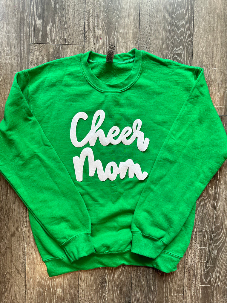 CHEER MOM - KELLY GREEN CREWNECK