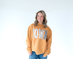 PATCHWORK IOWA - MUSTARD CREWNECK