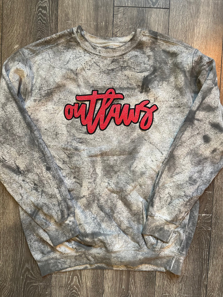 CURSIVE OUTLAWS - GREY DYED COMFORT COLORS CREWNECK