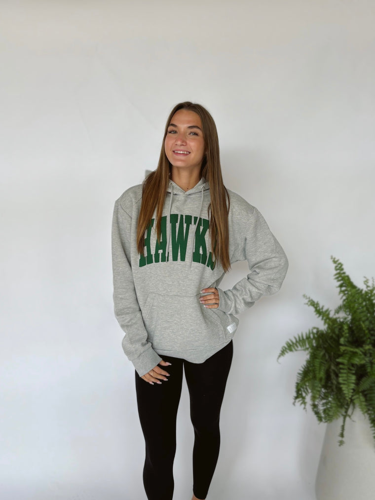 VARSITY GREEN HAWKS - GREY SPONGE HOODIE