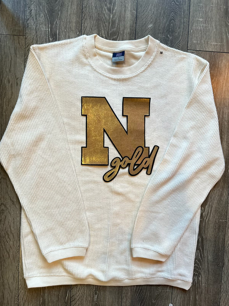 N GOLD - IVORY RIBBED CREW