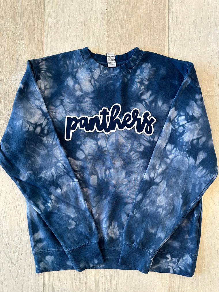 NAVY/WHITE PANTHERS - BLUE DYED CREW