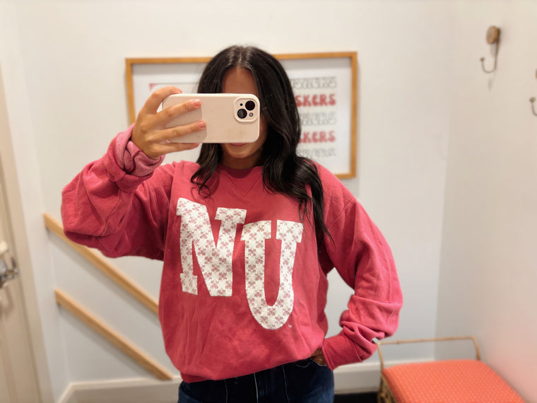 LACE NU - RED COMFORTWASH CREWNECK