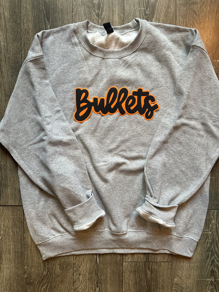 BLACK/ORANGE BULLETS - GREY GILDAN CREW - YOUTH + ADULT