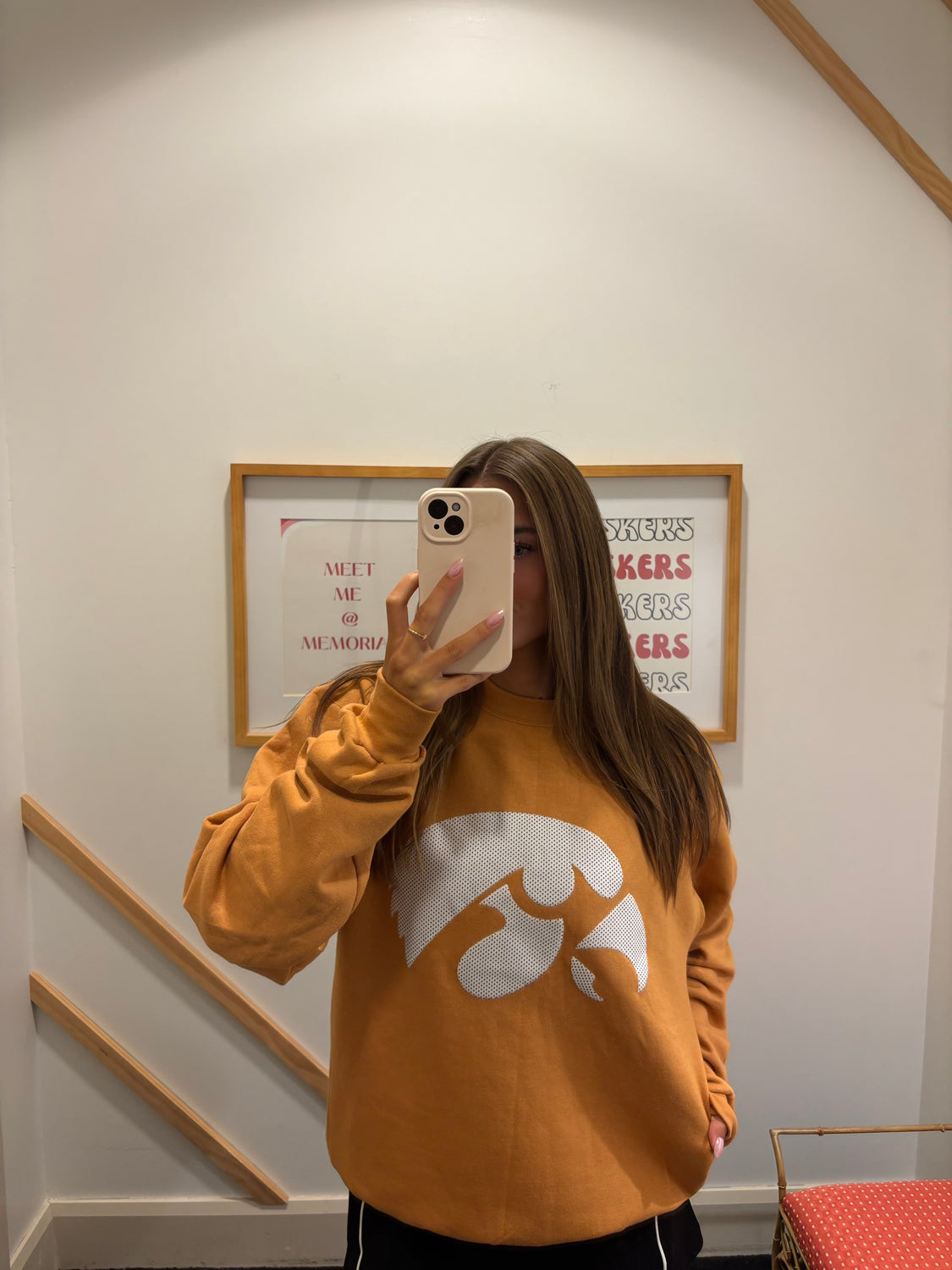 TINY WHITE/BLACK POLKA DOT TIGERHAWK - MUSTARD CREWNECK