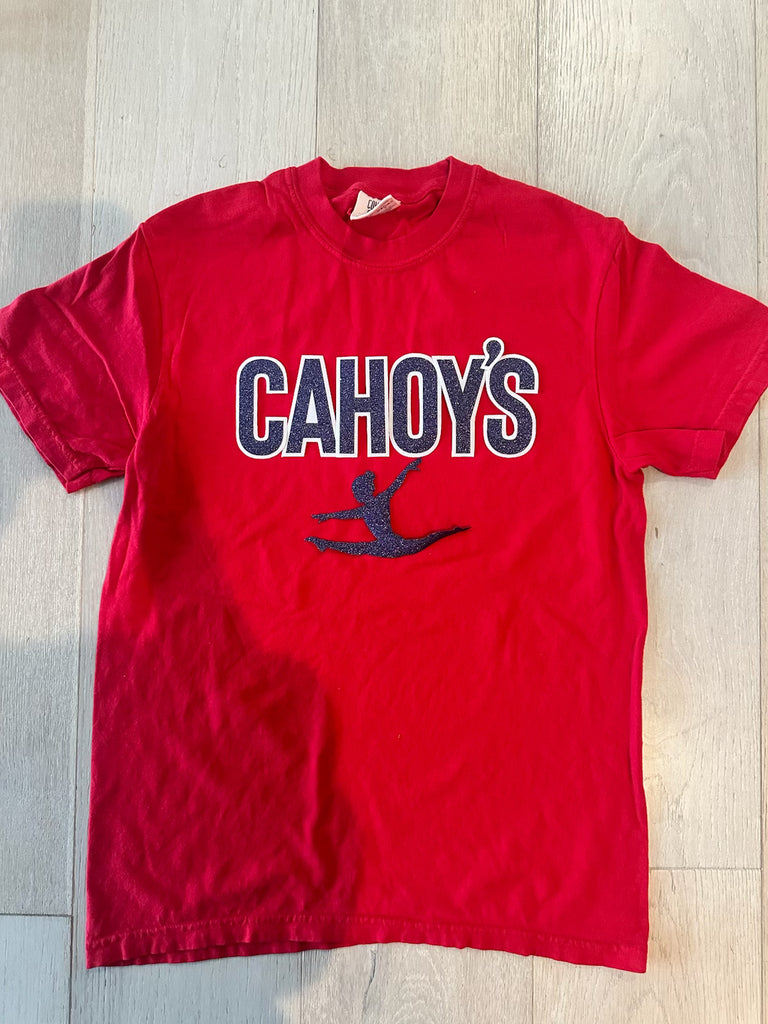 BLOCK CAHOY'S - RED COMFORT COLORS TEE - YOUTH + ADULT (with silhouette)