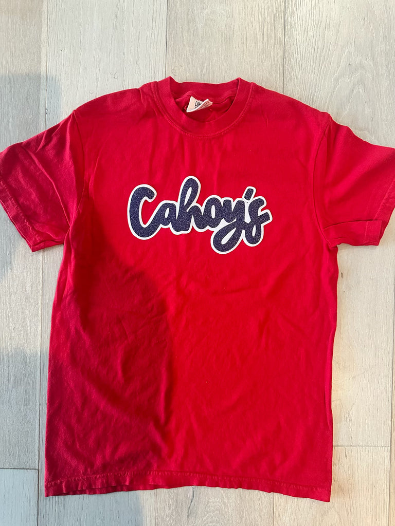 CAHOY'S - RED COMFORT COLORS TEE - YOUTH + ADULT