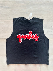 QUAKES - BLACK MUSCLE CROP TANK