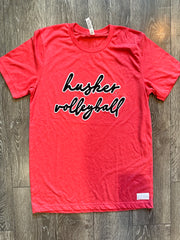 DAINTY HUSKER VOLLEYBALL - RED TEE