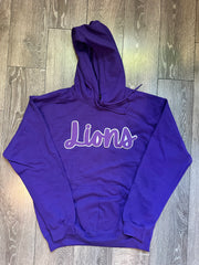 CURSIVE PURPLE/WHITE LIONS - PURPLE HOODIE