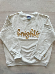 GOLD METALLIC/ WHITE KNIGHTS - OATMEAL SUEDED CREW