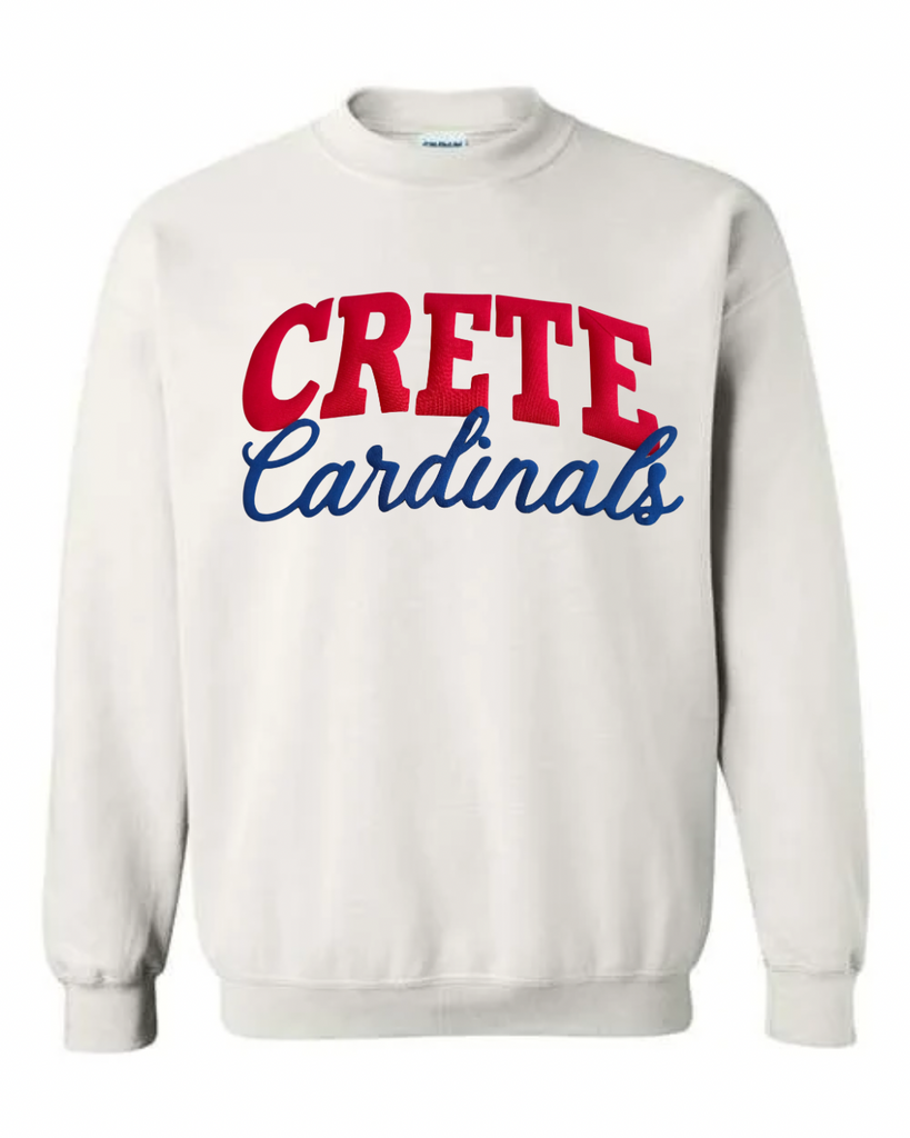 RED CRETE BLUE CARDINALS - WHITE CREWNECK (YOUTH + ADULT)