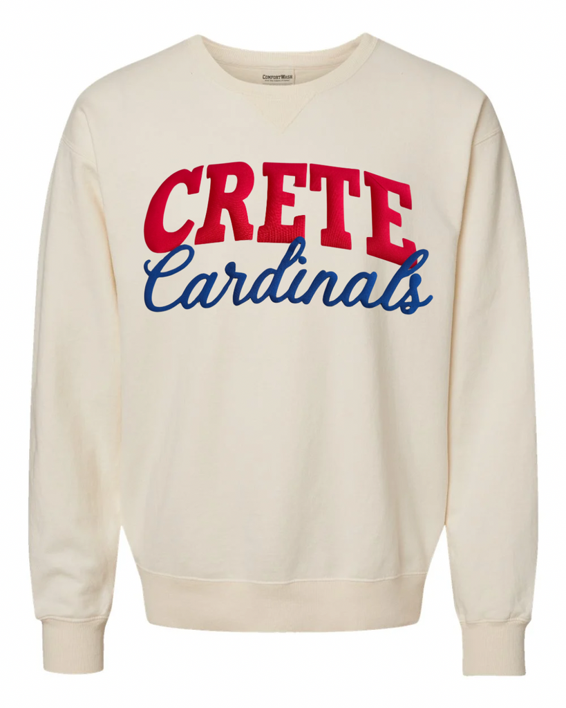 RED CRETE BLUE CARDINALS - IVORY COMFORTWASH CREW