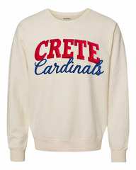 RED CRETE BLUE CARDINALS - IVORY COMFORTWASH CREW
