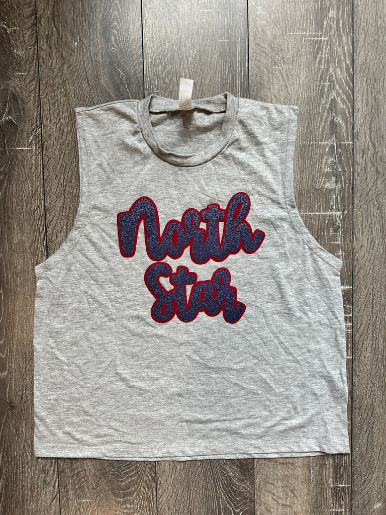 NORTH STAR - GREY CROP MUSCLE TANK