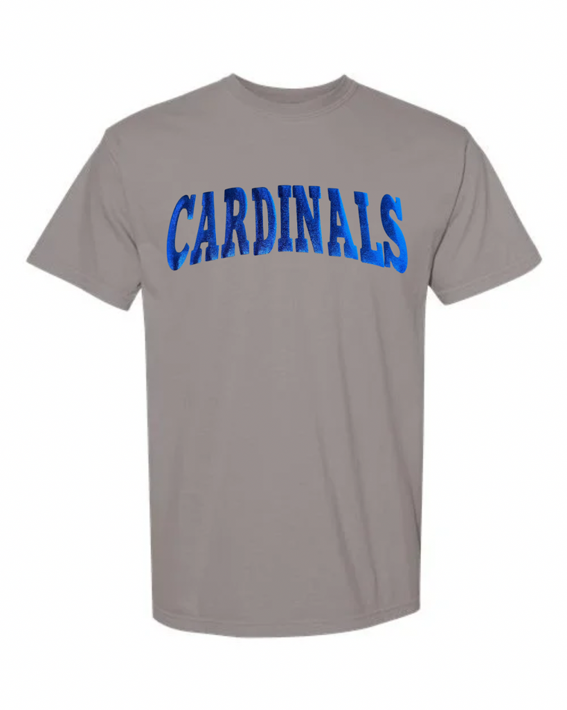 BLUE METALLIC CARDINALS - GREY COMFORT COLORS TEE