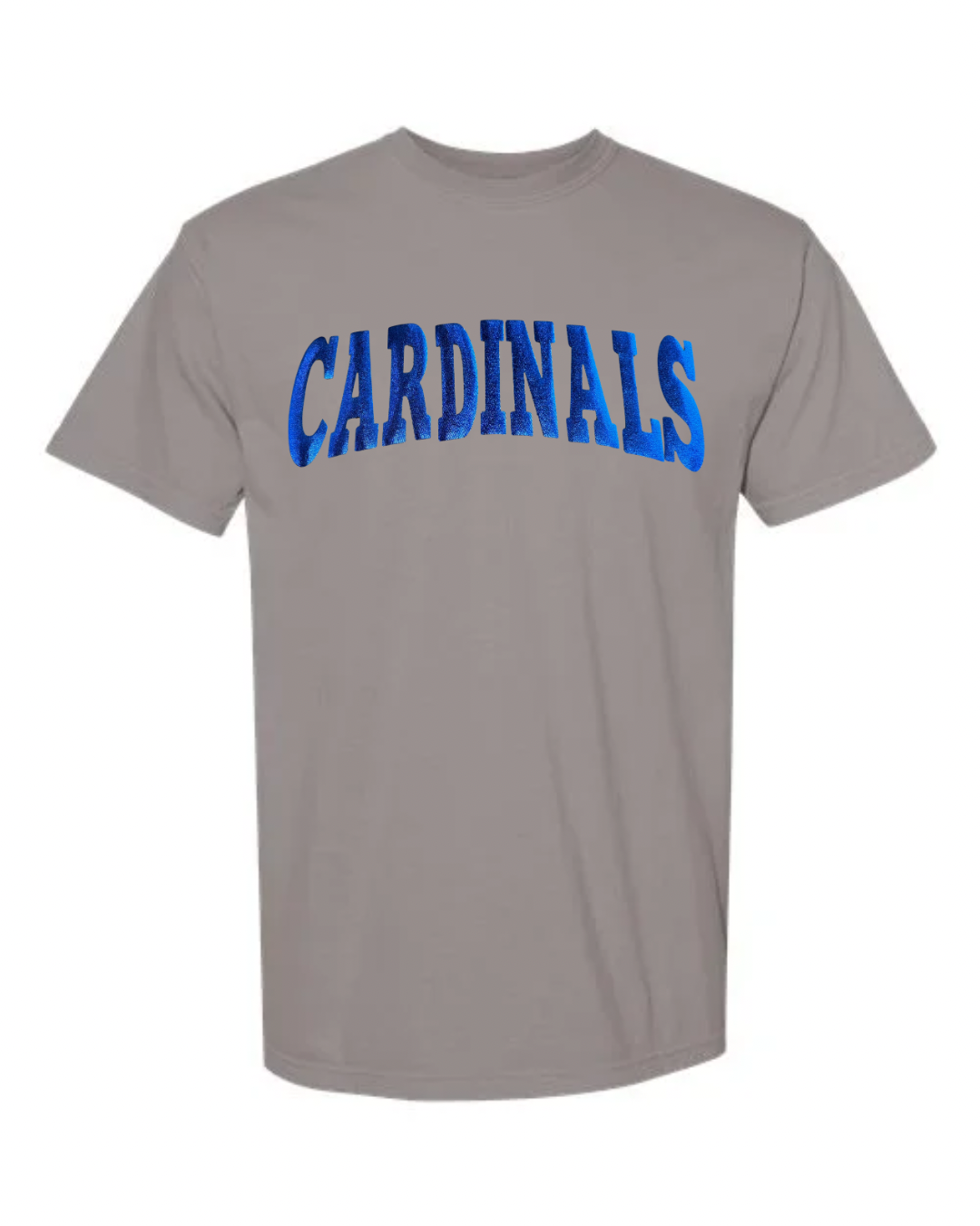 BLUE METALLIC CARDINALS - GREY COMFORT COLORS TEE