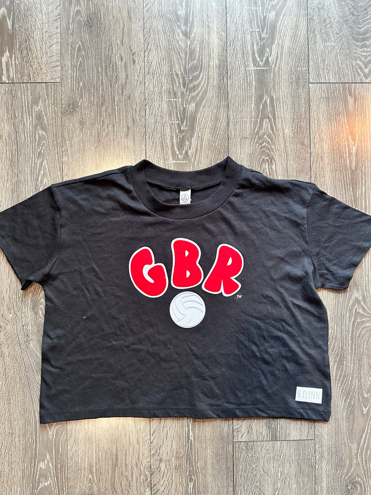 GBR WITH VOLLEYBALL - BLACK CROP TEE