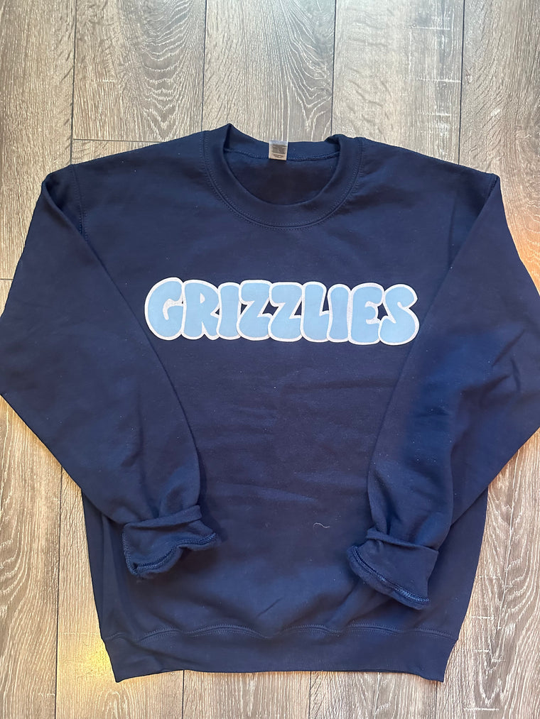 BUBBLE GRIZZLIES - NAVY GILDAN CREW