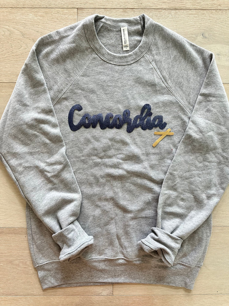 MODERN NAVY SPARKLE CONCORDIA  - GREY SPONGE CREW *cross on front*