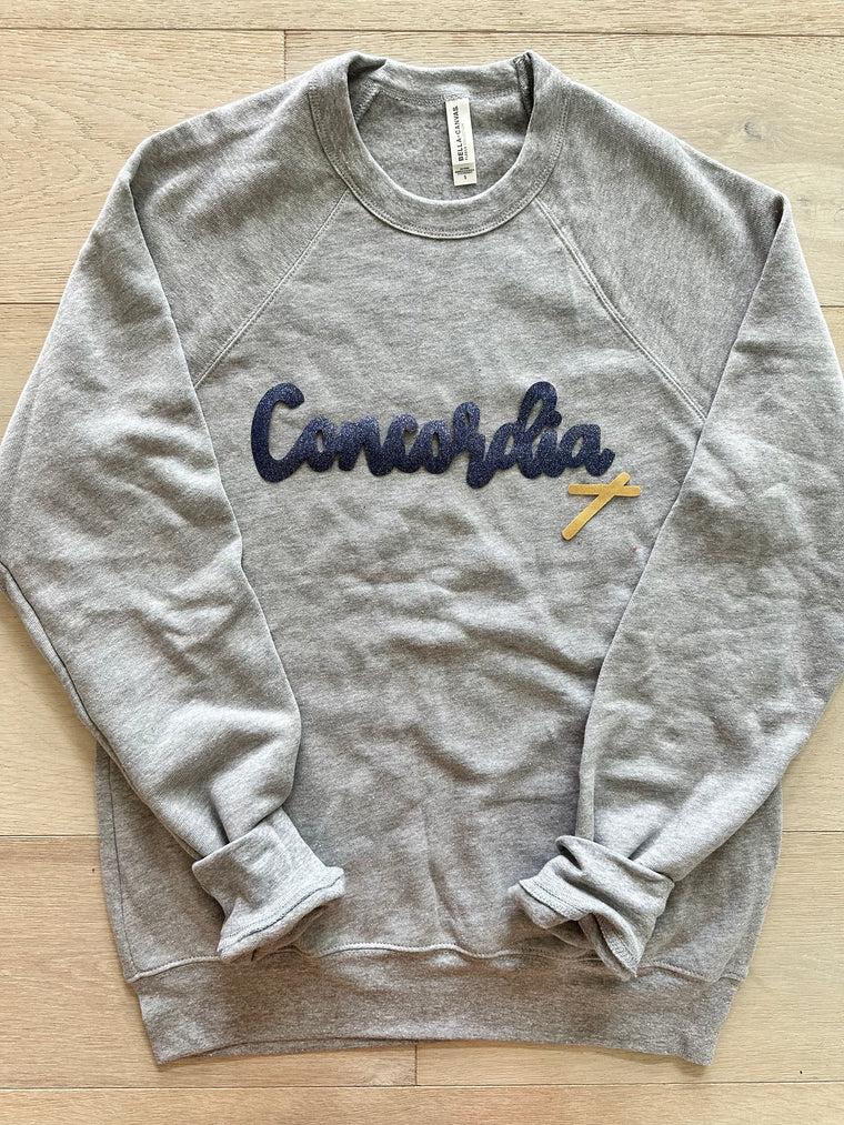 MODERN NAVY SPARKLE CONCORDIA  - GREY SPONGE CREW *cross on front*