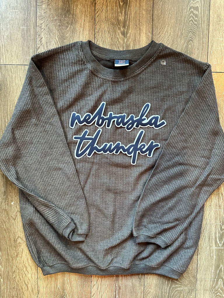 NEBRASKA THUNDER - GREY RIBBED CREW