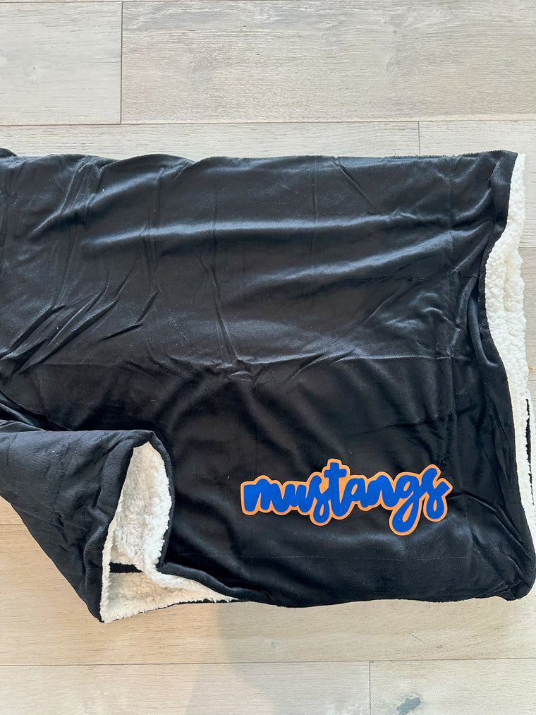 MUSTANGS - BLACK SHERPA BLANKET