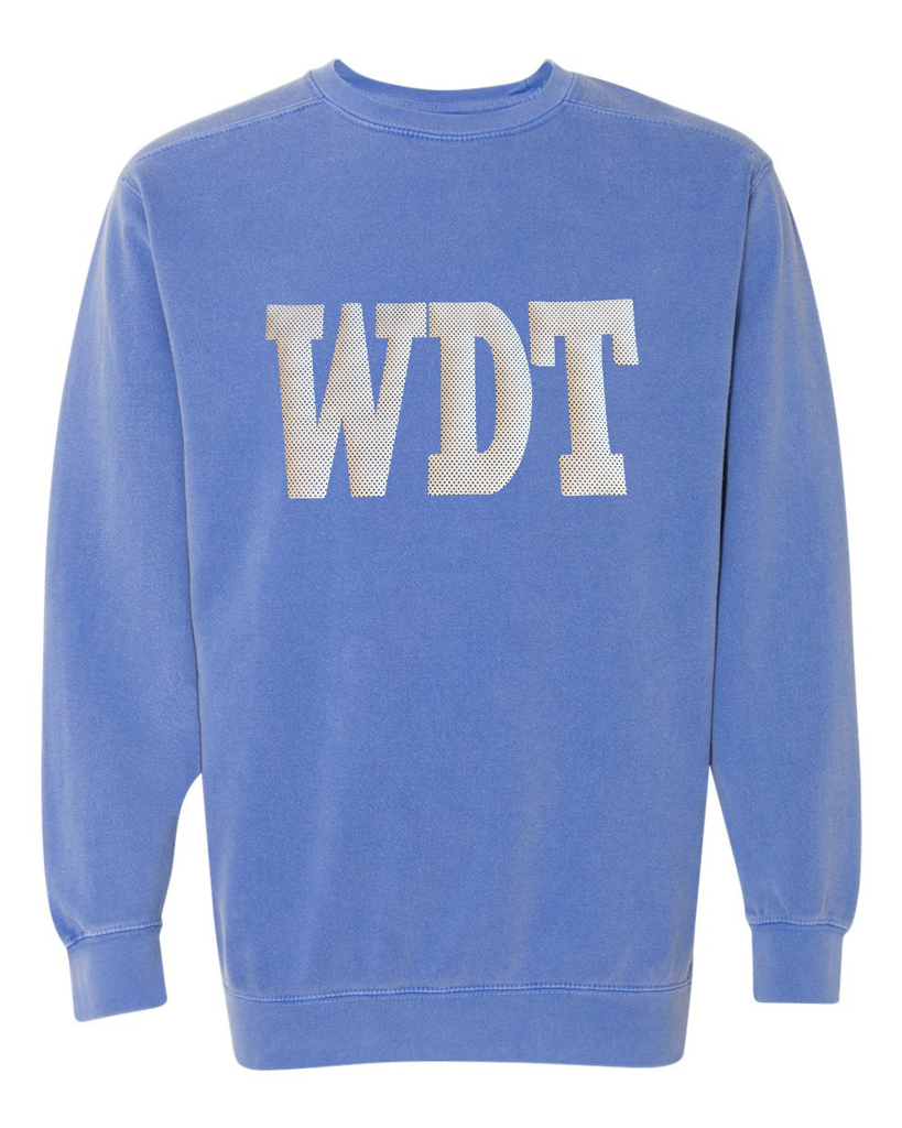 WHITE/BLACK POLKA DOT WDT - BLUE COMFORT COLORS CREW