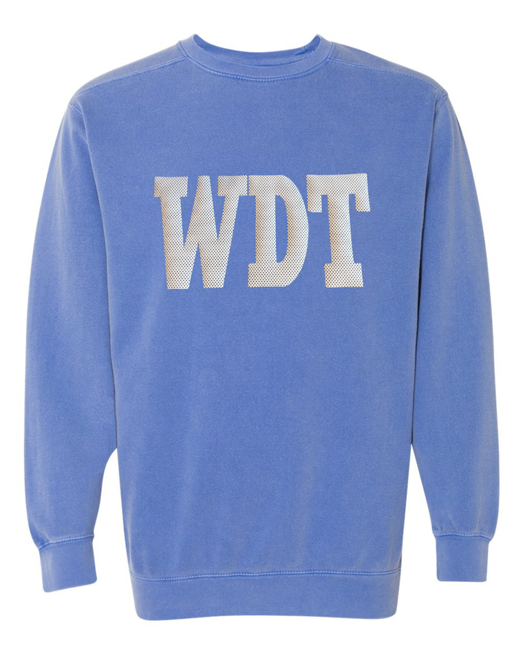 WHITE/BLACK POLKA DOT WDT - BLUE COMFORT COLORS CREW