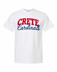RED CRETE BLUE CARDINALS - WHITE COMFORT COLORS TEE (YOUTH + ADULT)