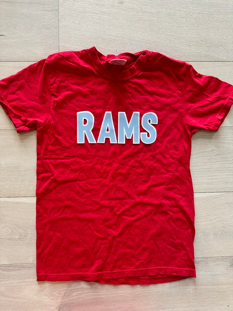 BLOCK RAMS - RED COMFORT COLORS TEE (YOUTH + ADULT)