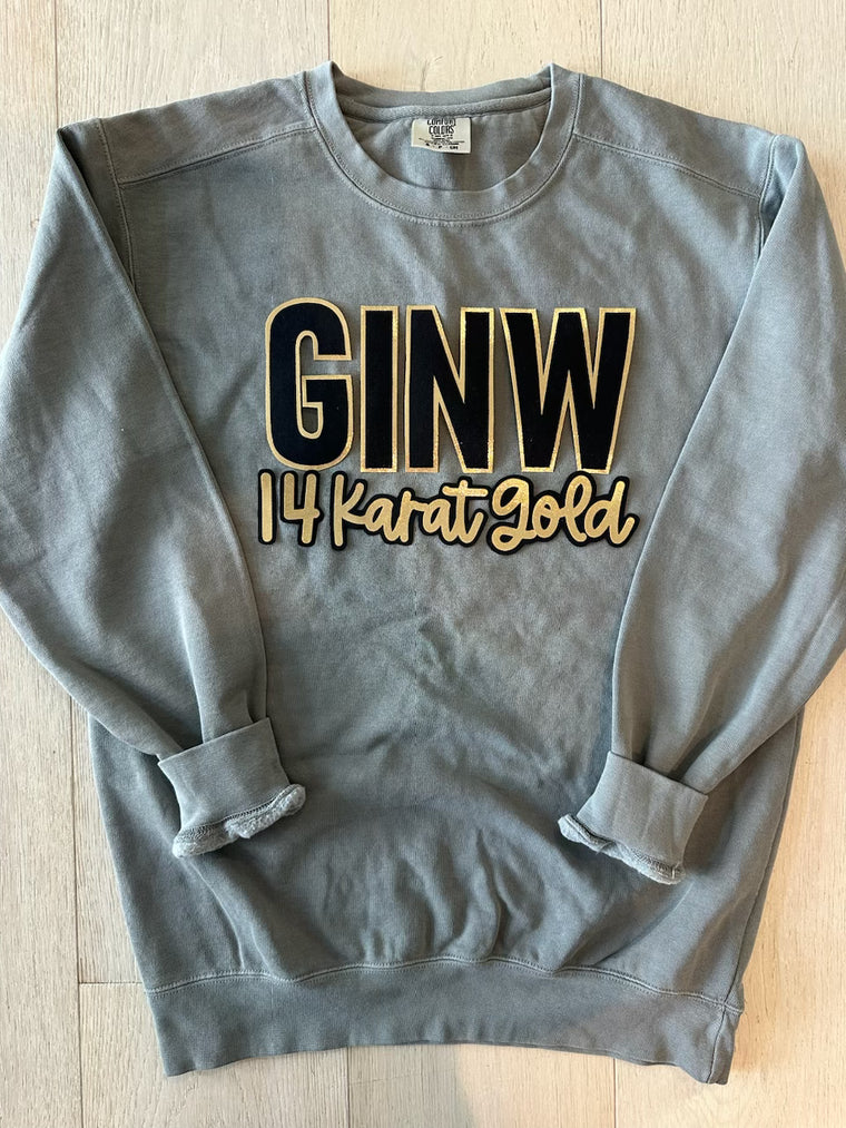 GINW 14 KARAT GOLD - GREY COMFORT COLORS CREWNECK