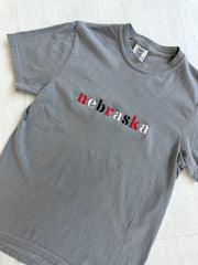 EMBROIDERED NEBRASKA - GREY TEE