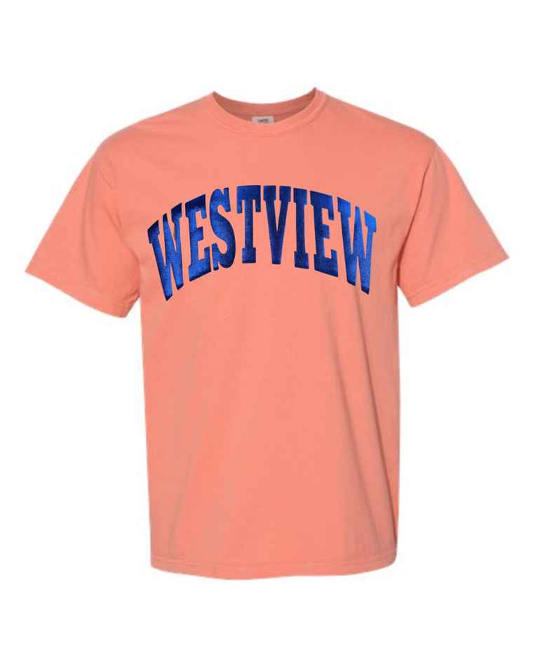 BLUE METALLIC WESTVIEW - TERRACOTTA TSHIRT