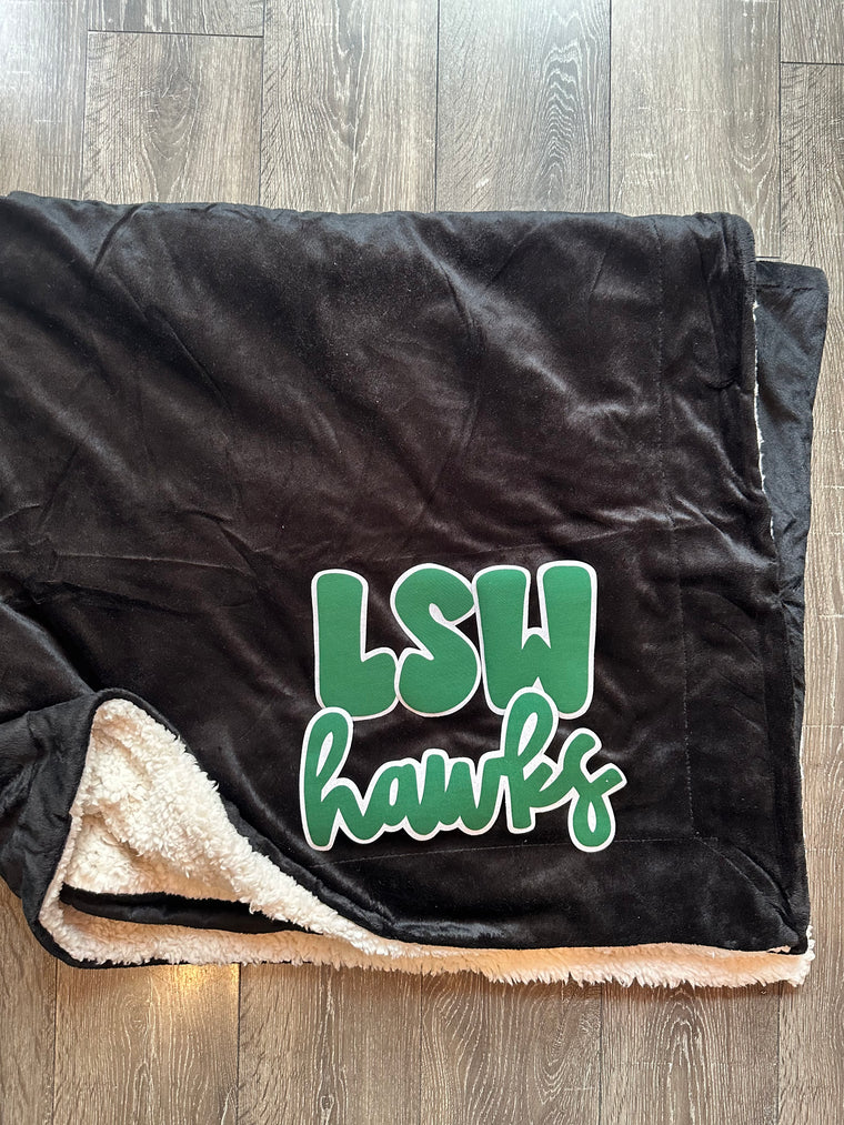 LSW HAWKS - BLACK SHERPA BLANKET