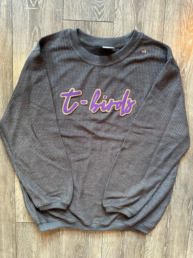 T-BIRDS - GREY RIBBED CREW