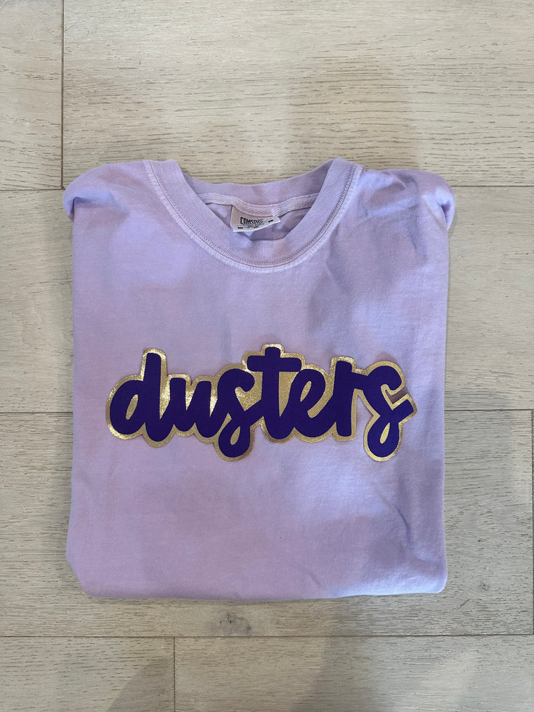 PURPLE/GOLD DUSTERS - ORCHID COMFORT COLORS TEE - YOUTH + ADULT