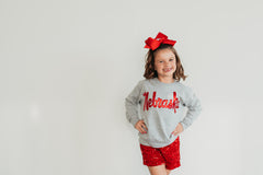 VINTAGE RED METALLIC NEBRASKA - ASH GREY CREW (TODDLER + YOUTH + ADULT)
