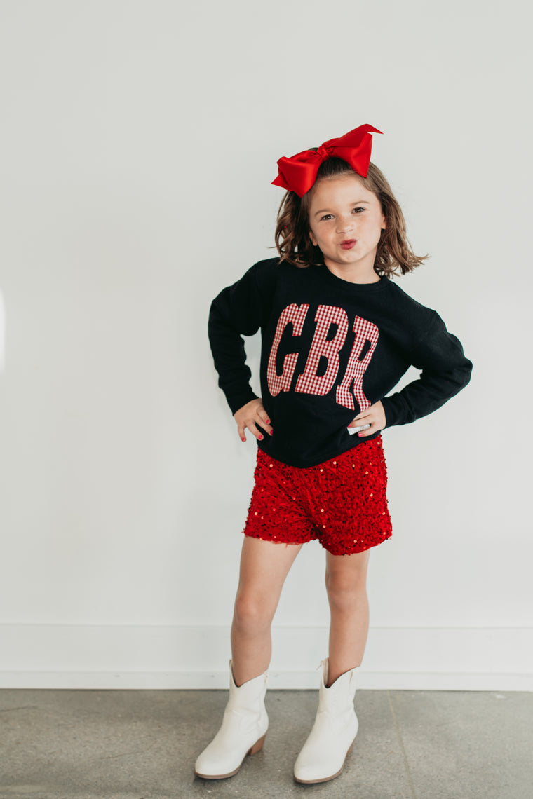 VARSITY RED GINGHAM GBR - BLACK CREW (YOUTH + ADULT)