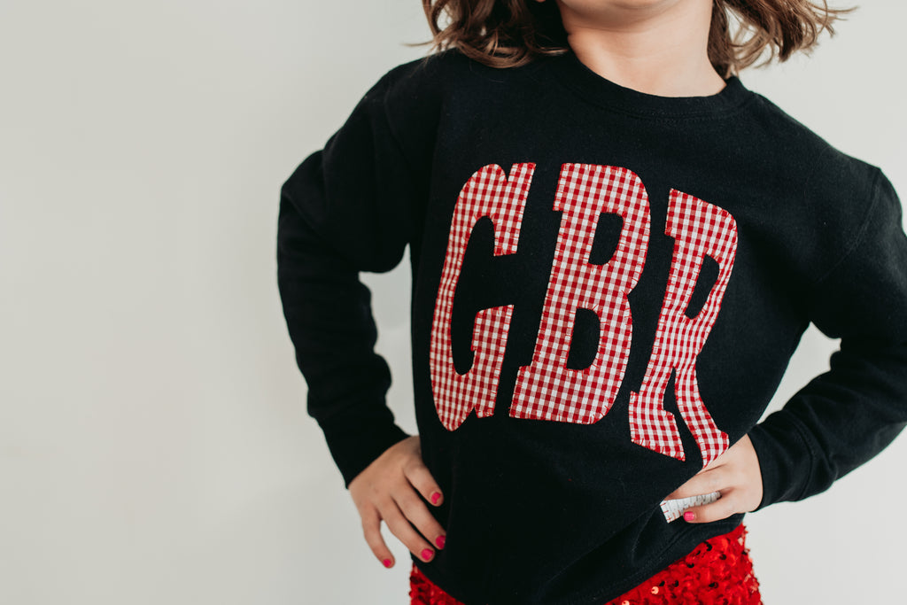 VARSITY RED GINGHAM GBR - BLACK CREW (YOUTH + ADULT)