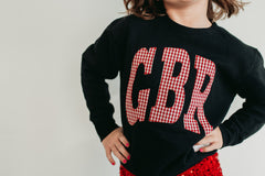 VARSITY RED GINGHAM GBR - BLACK CREW (YOUTH + ADULT)