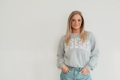 VARSITY CHERRY HUSKERS - GREY CROP CREW