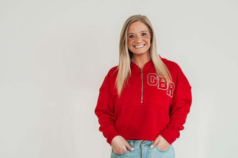 CHENILLE GBR - RED QUARTER ZIP