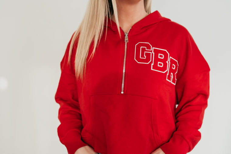 CHENILLE GBR - RED QUARTER ZIP