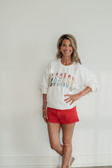 VARSITY MULTICOLOR PATTERNED NEBRASKA - WHITE CREWNECK