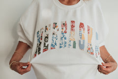 VARSITY MULTICOLOR PATTERNED NEBRASKA - WHITE CREWNECK