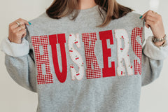 VARSITY PATCHWORK HUSKERS - SPORT GREY CREWNECK