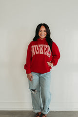 VARSITY RED HOUNDSTOOTH HUSKERS - RED HOODIE