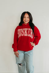 VARSITY RED HOUNDSTOOTH HUSKERS - RED HOODIE